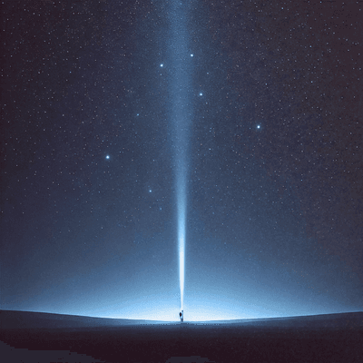 in a flash of light